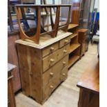 A 19th century pine chest, of two short and three long drawers, a pair of coffee tables, a kidney