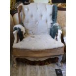 A French Duchess Brisee, on carved cabriole legs (in need of re-upholstering) (2)
