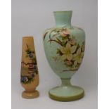 A 19th century opaque glass vase painted with flowers, and other ceramics and glass (3 boxes)