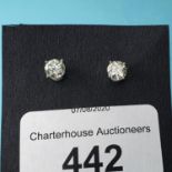 A pair of 18ct white gold screw back solitaire diamond studs, diamonds approx. 1.18ct, boxed