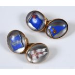 A pair of 18ct gold and Essex crystal maritime cufflinks overall condition good some light