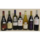 Seven bottles of wine including Priory Hill Oak Aged Shiraz, Viajero Gran Reserva, Domaine du