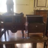 A 19th century mahogany serpentine front commode, (converted), and another similar (2)