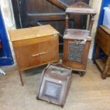 An early 20th century walnut coal purdonium, an oak sewing box and a mahogany coal box (3)