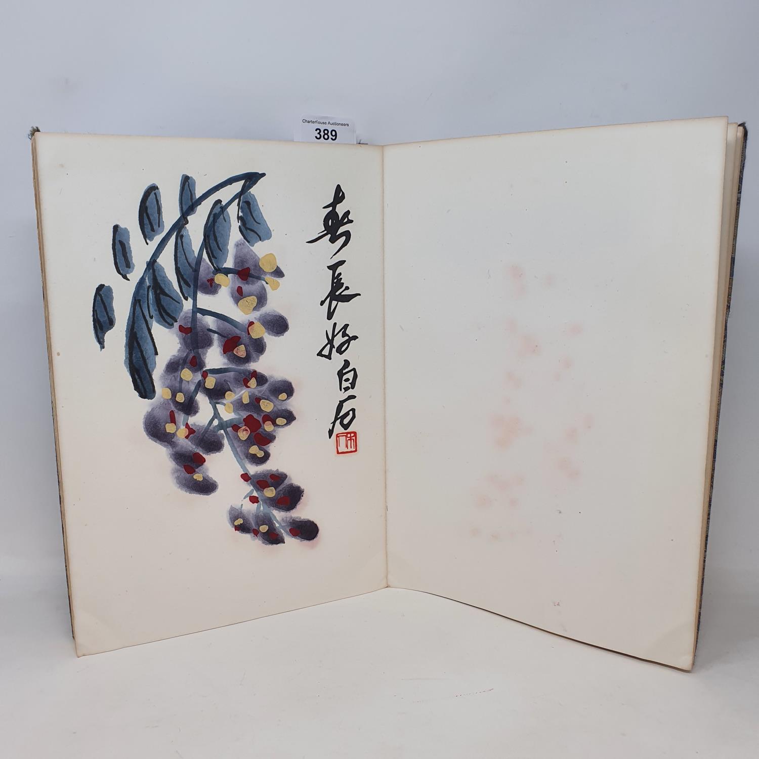 A Chinese artists concertina book, with animal and other illustrations cover with corners knocked/ - Image 3 of 7