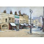 Gertrude Keeling (British, 19th/20th century), pair of street scenes, signed lower right, gouache,