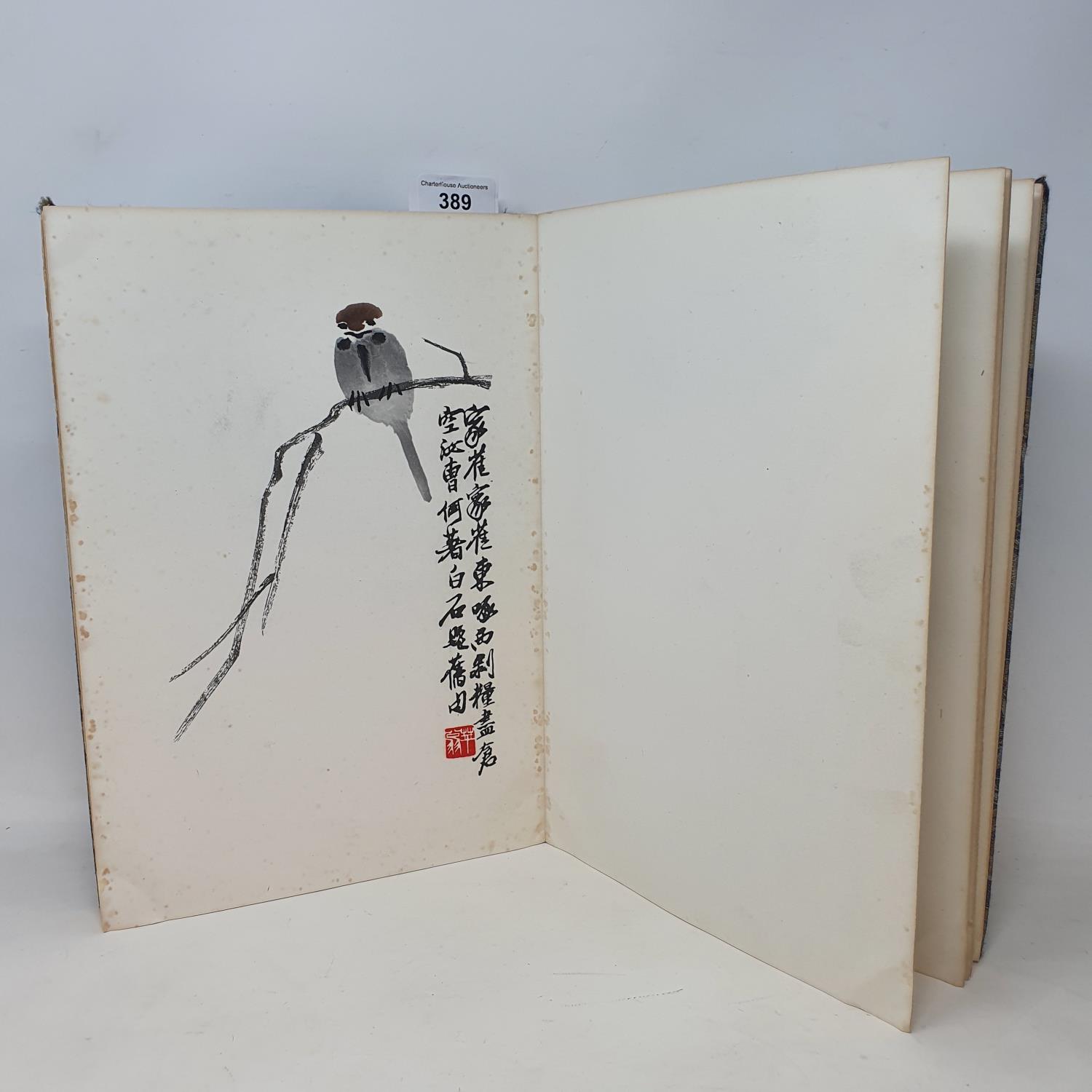 A Chinese artists concertina book, with animal and other illustrations cover with corners knocked/ - Image 4 of 7