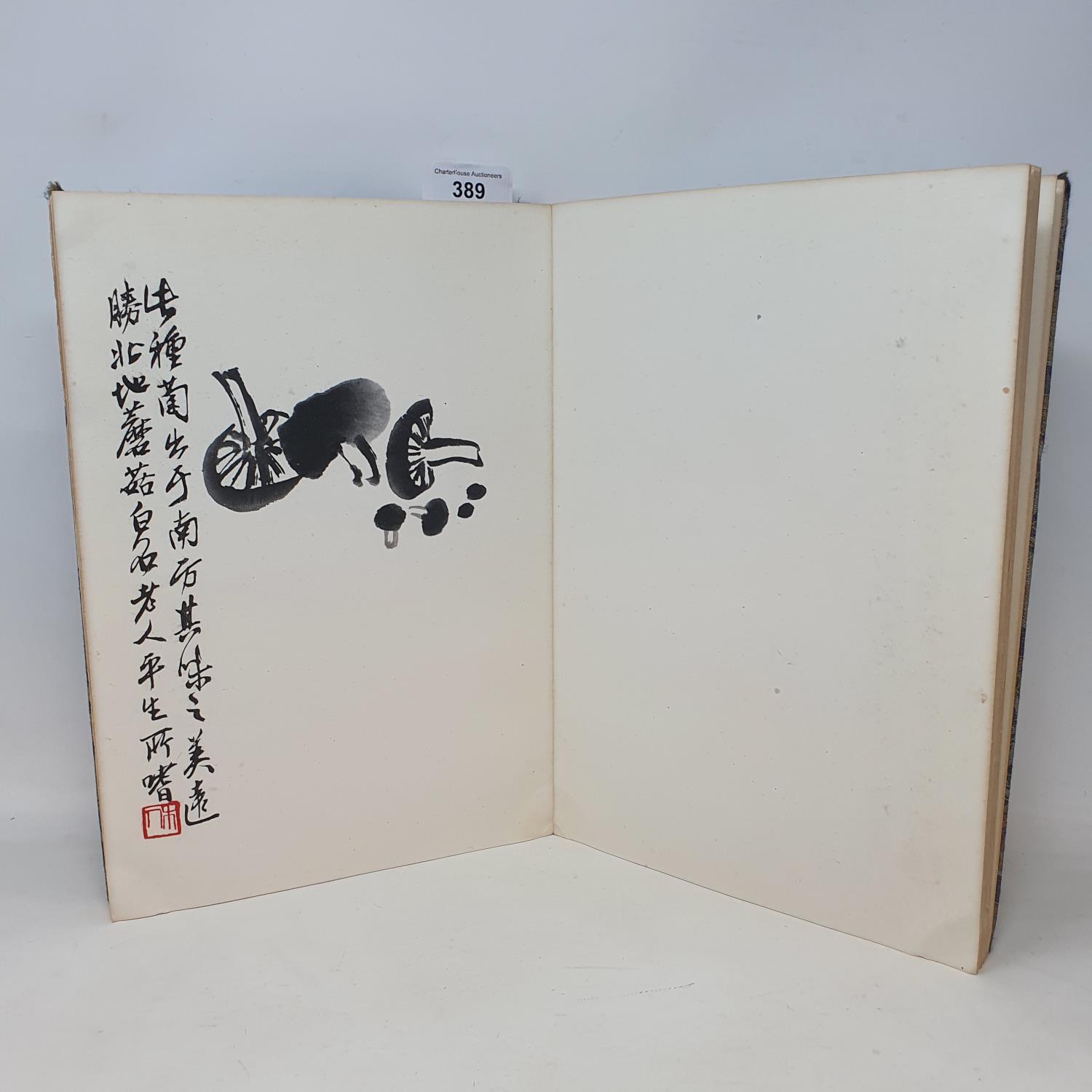 A Chinese artists concertina book, with animal and other illustrations cover with corners knocked/ - Image 5 of 7