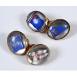 A pair of 18ct gold and Essex crystal maritime cufflinks overall condition good some light