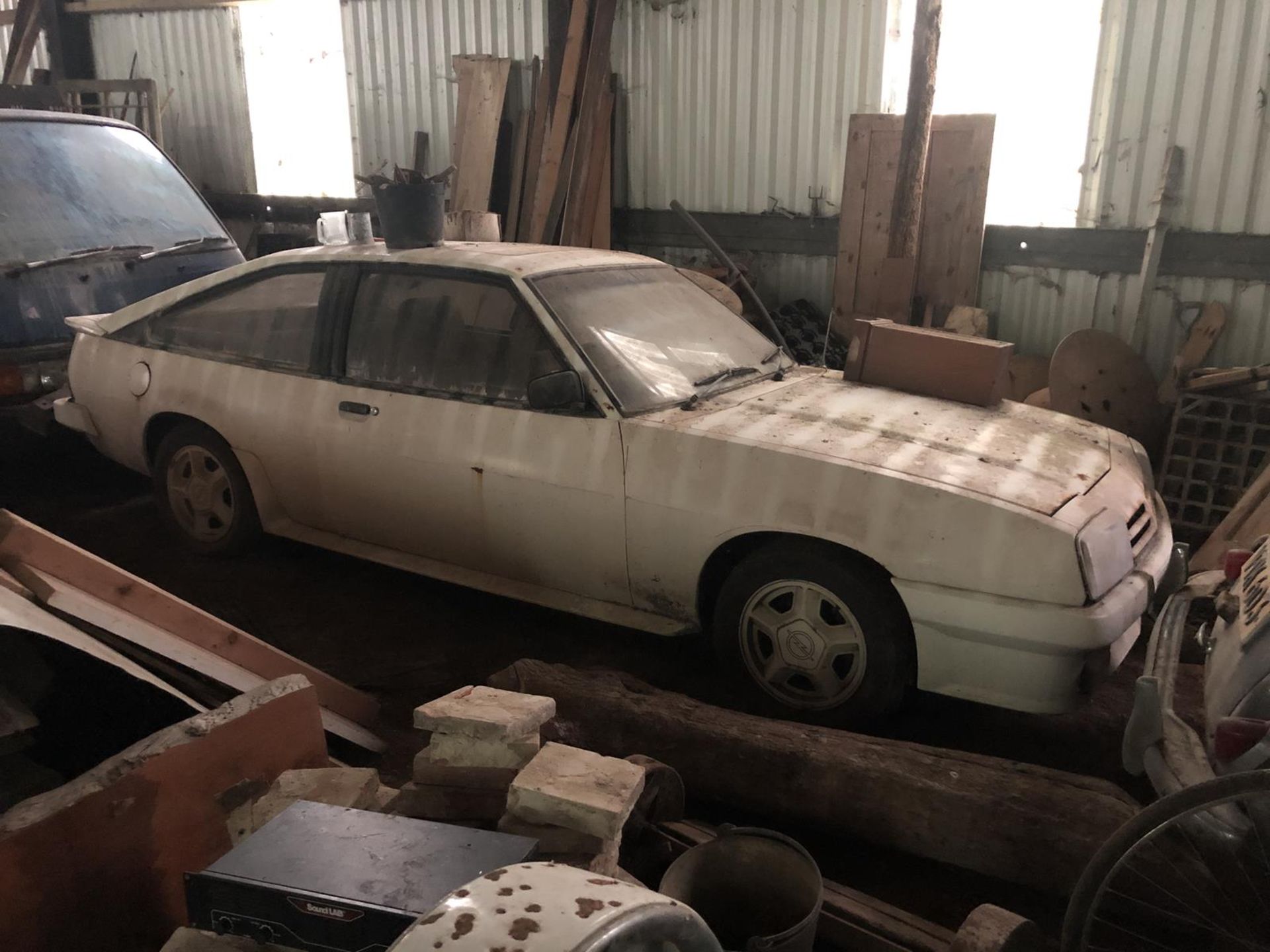 A 1985 Opel Manta GSi Hatchback Registration number B301 UPR Automatic V5 White with a Recaro