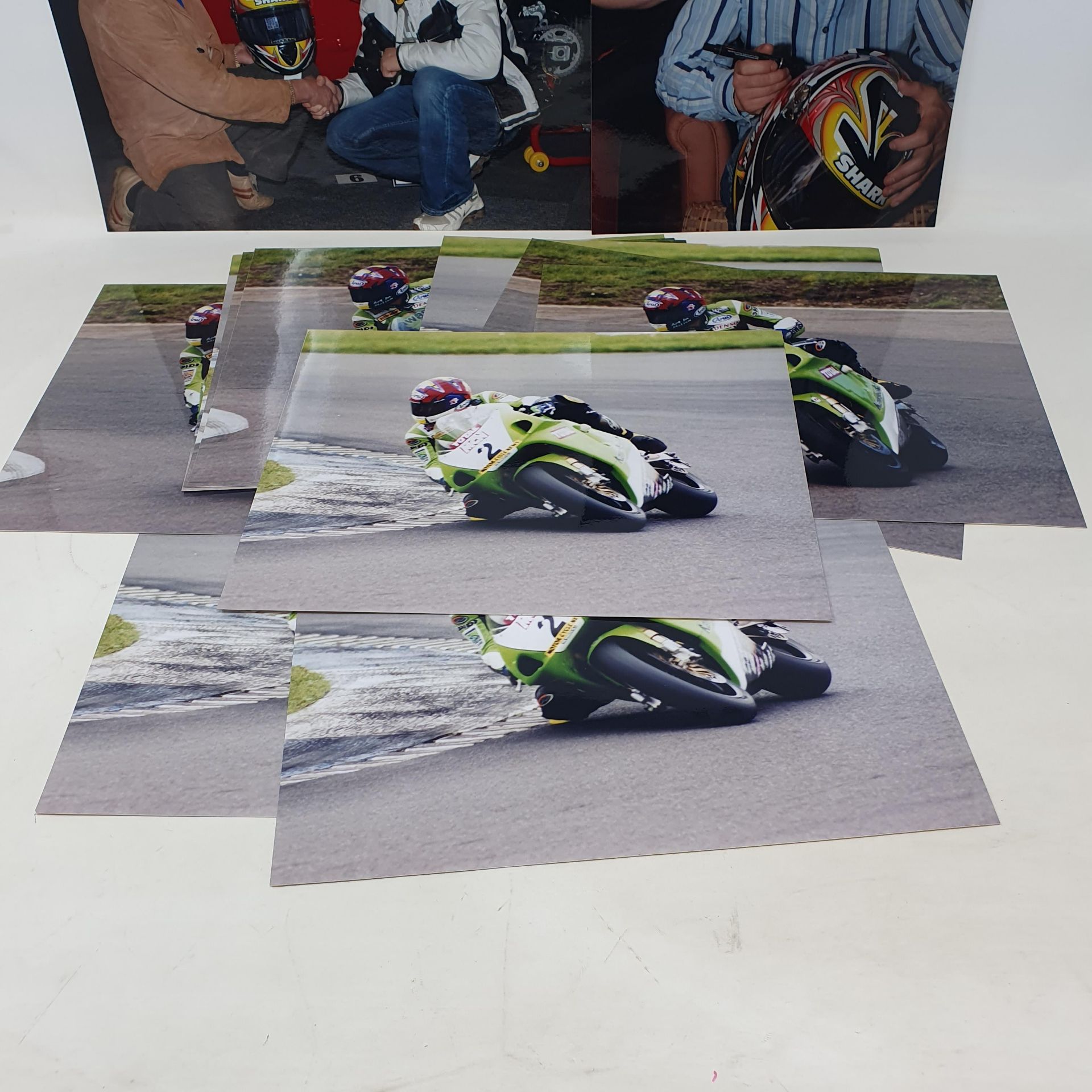 An assortment of coloured photographs relating to Chris Walker aboard his Kawasaki (qty) - Image 2 of 2