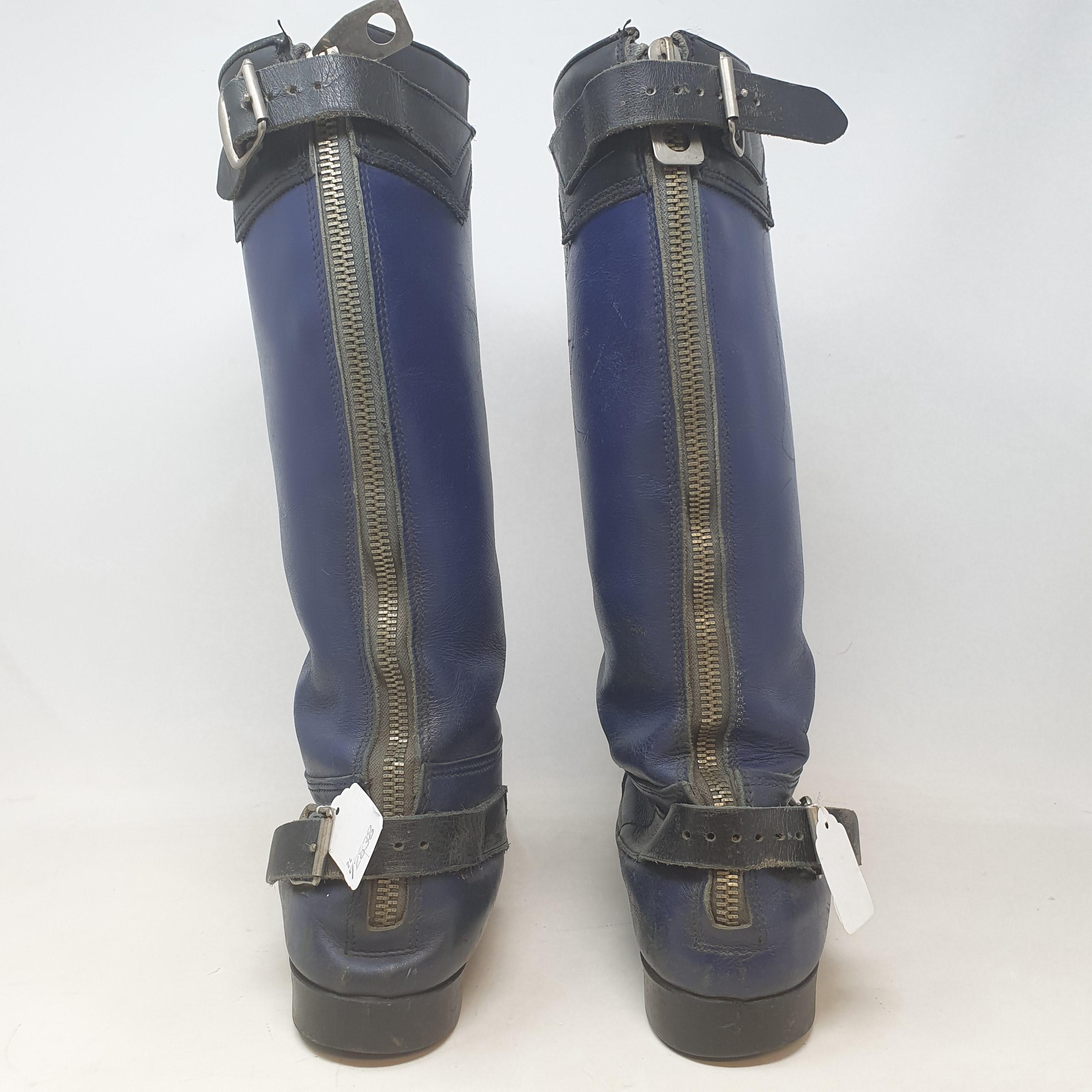 A pair of vintage blue leather motorcycle boots (size 8) (2) - Image 3 of 3