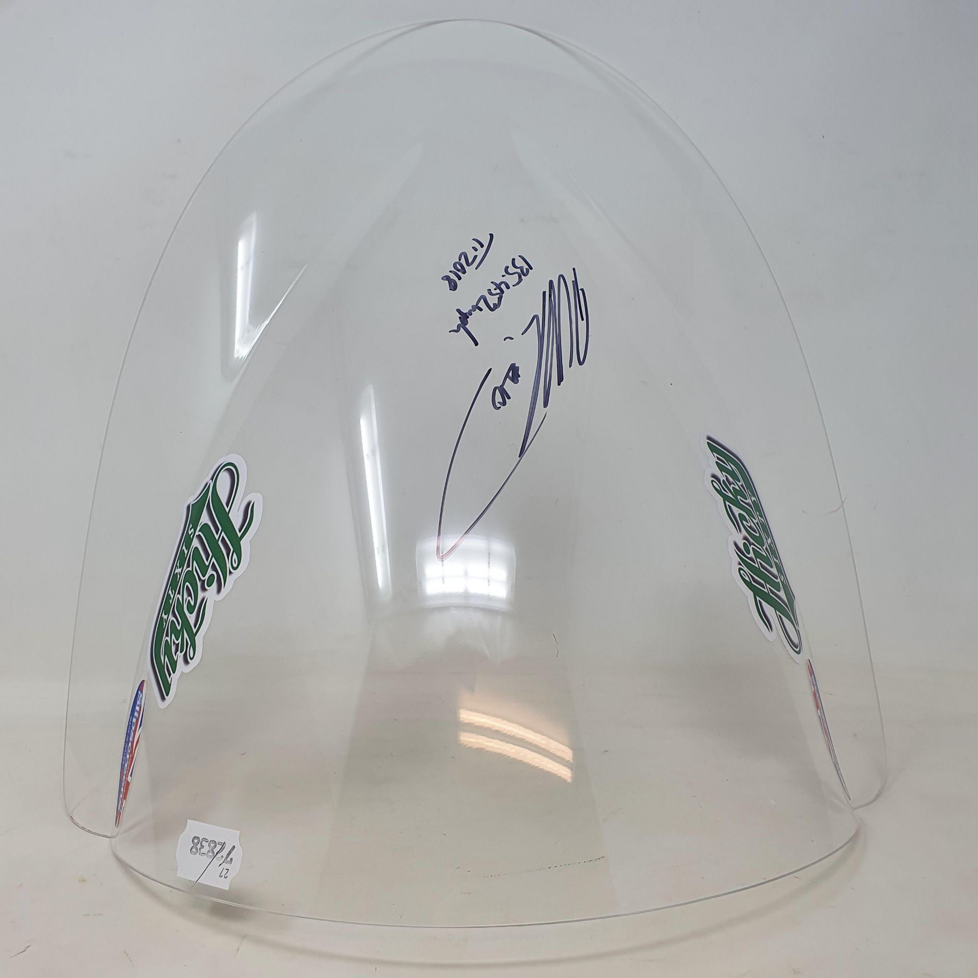 A Slipscreens perspex bubble screen, signed by Peter Hickman (Hickey), the winner of the Senior TT