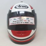 An Arai crash helmet, as worn by Doug Chandler, who competed in 68 moto GP starts and 12 WSBA races