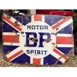A BP Motor Spirit union flag enamel sign, damages and loss, 92 x 138 cm