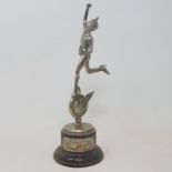 An Isle of Man TT silver replica trophy, 1926 Senior TT, mounted on a wooden base, with applied