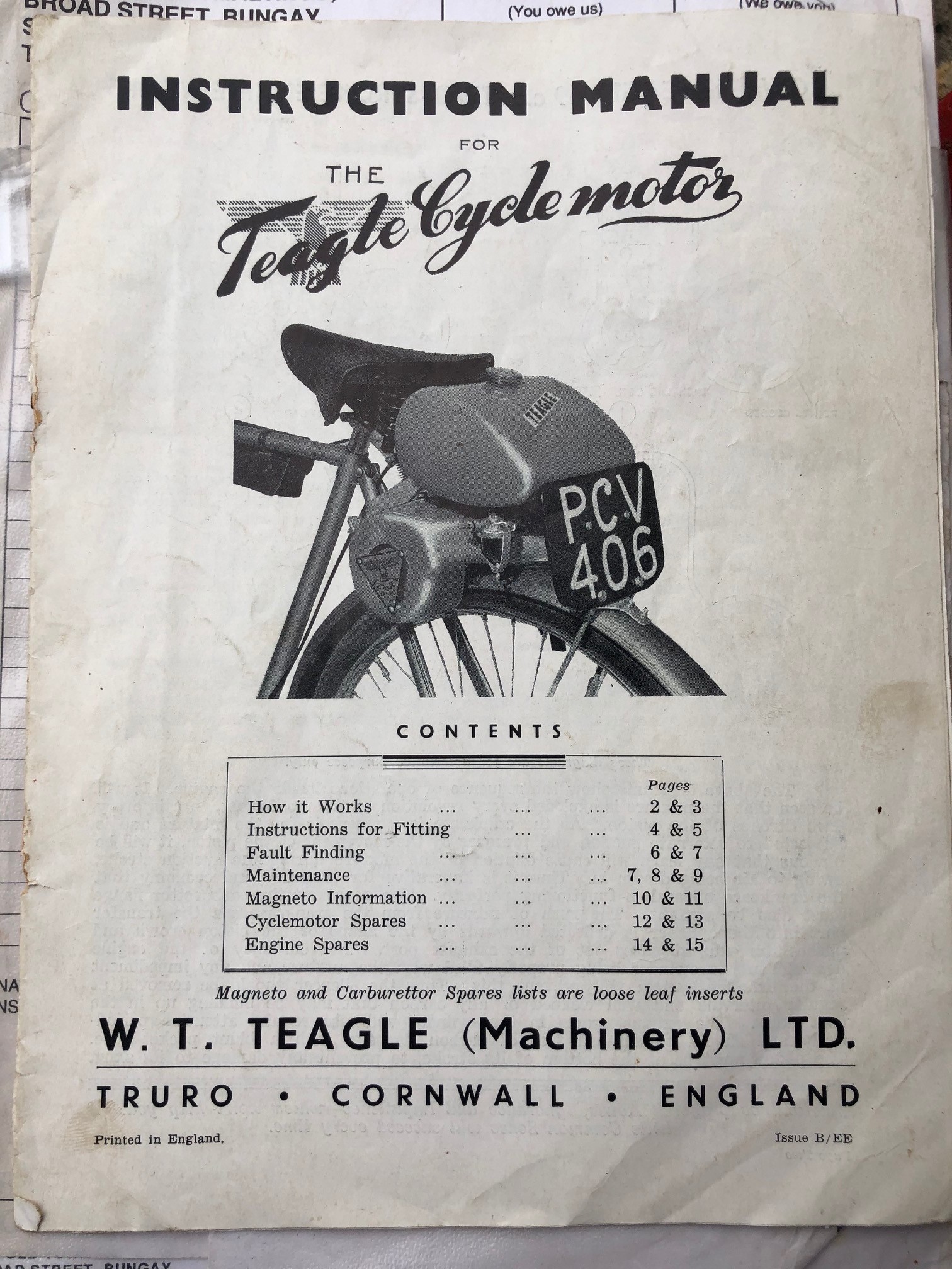 A vintage Elsvick bicycle, fitted a Teagle engine, for restoration, with Instruction Manual - Image 5 of 5