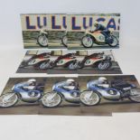 Of Bill Smith aboard various racing motorcycles, including the six cylinder Honda, all signed by