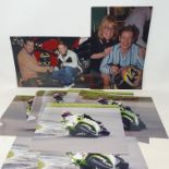 An assortment of coloured photographs relating to Chris Walker aboard his Kawasaki (qty)