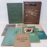 A Jaguar Mk II owner's manual, a Lotus Elan sales brochure, other sale brochures and magazines (qty)