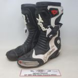 A pair of XPD motorcycle boots, as worn by Sylvain Guintoli GP, SBK, BSB competitor, signed (2)
