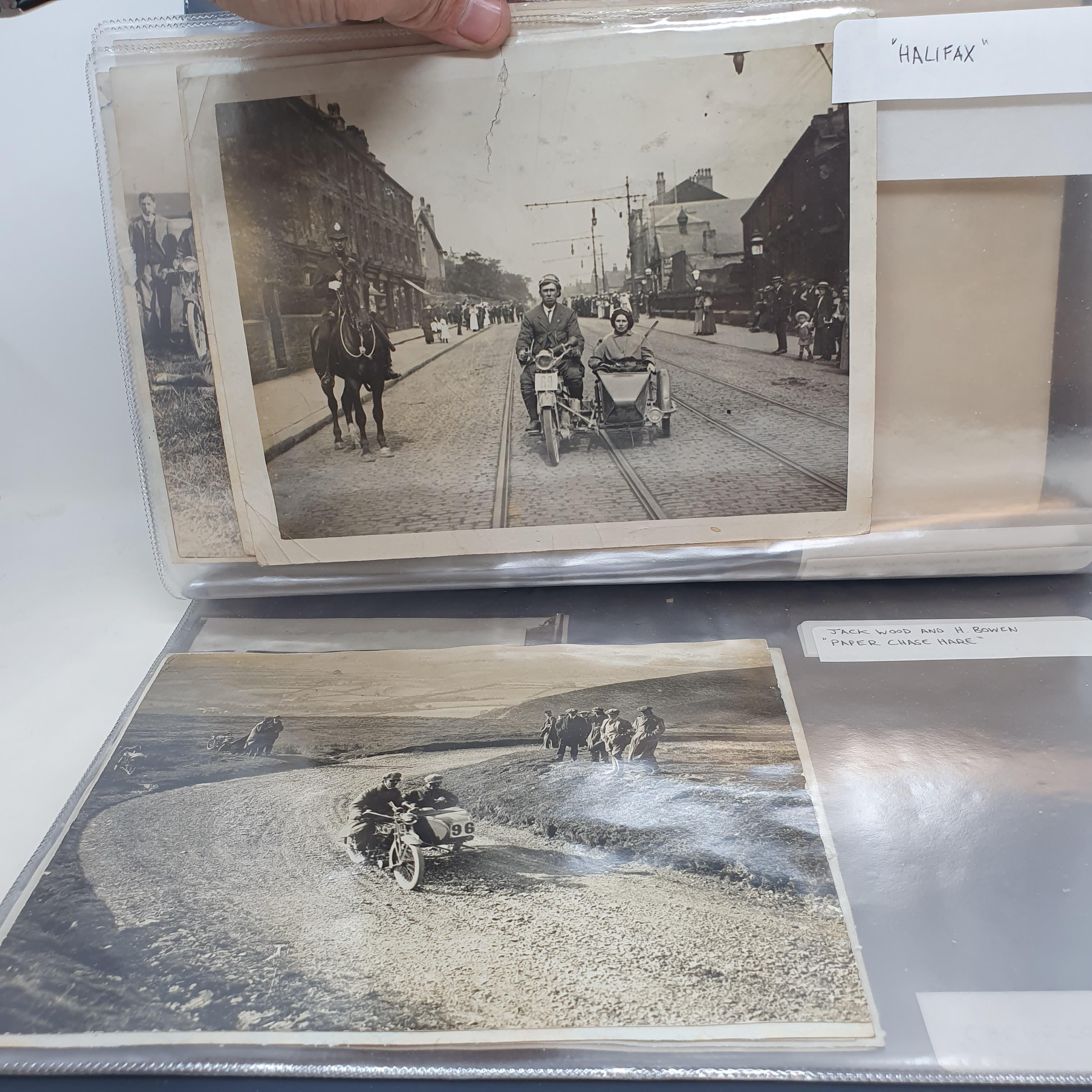 A collection of early motorcycle black and white photographs, including George Brough on Holne - Image 6 of 7