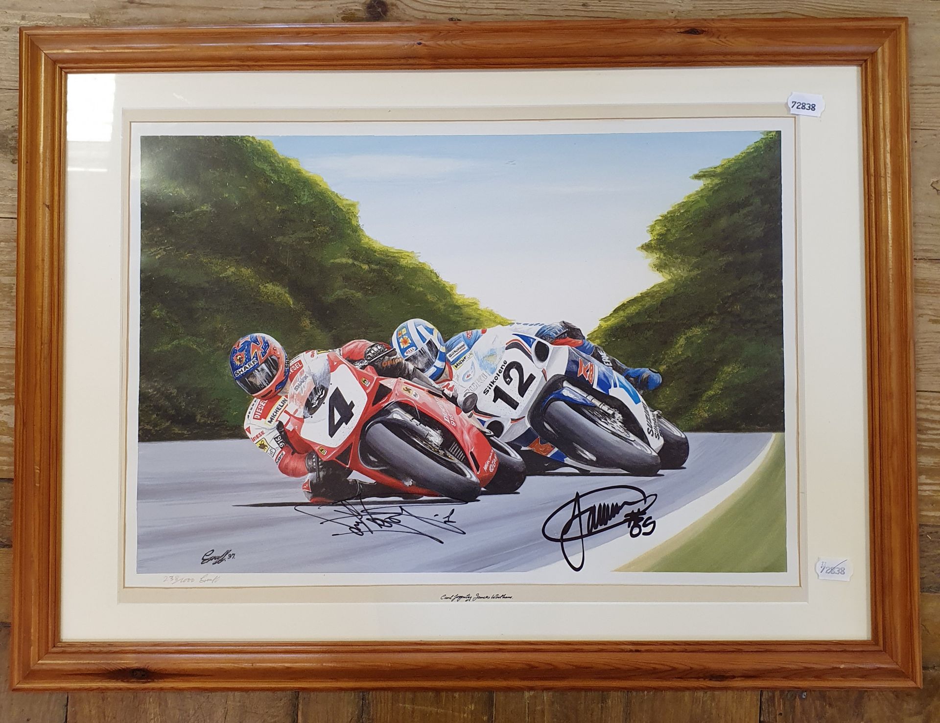 Geoff limited edition print Carl Fogerty, James Wilhelm 238/1000, signed by Carl Fogerty and James