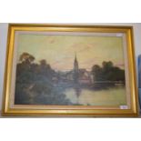 J M Ducker, pair of Thames scenes, Henley and Marlow, signed, oil on canvas, 40 x 60 cm (2)