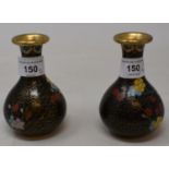 A pair of cloisonné vases, 10 cm high