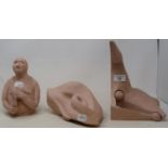 Annie Shaw (British, 20th century), three terracotta sculptures, two of abstract forms and the other