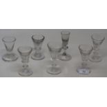 An 18th century toasting glass, 9 cm high and six others similar (7)