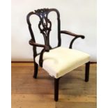 A 19th century mahogany Chippendale style carver armchair, on square legs