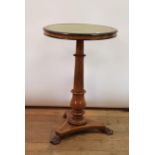 A 19th century mahogany occasional table, with leather inset top, column support, to triangular