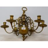 A brass six branch chandelier, 50 cm diameter