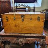 A 19th century camphorwood and brass bound trunk, 106 cm wide See images