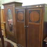 An oak fall front bureau, 102 cm high x 92 cm wide, a mahogany side table, a painted two tier table,