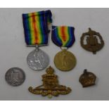 A British War Medal and Victory Medal pair, awarded to OM2-179913 S-SJT M C Collins ASC, various