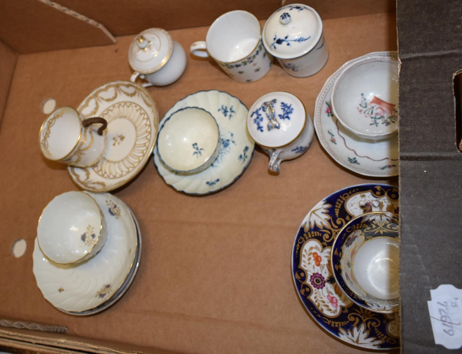 An 18th century tea bowl and saucer, and other tea wares (box) No chips cracks restoration to tea - Image 2 of 2