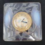 A Rene Lalique (French, 1860-1945) A Pre-War 'Inséparables' 8 day desk clock, design introduced in