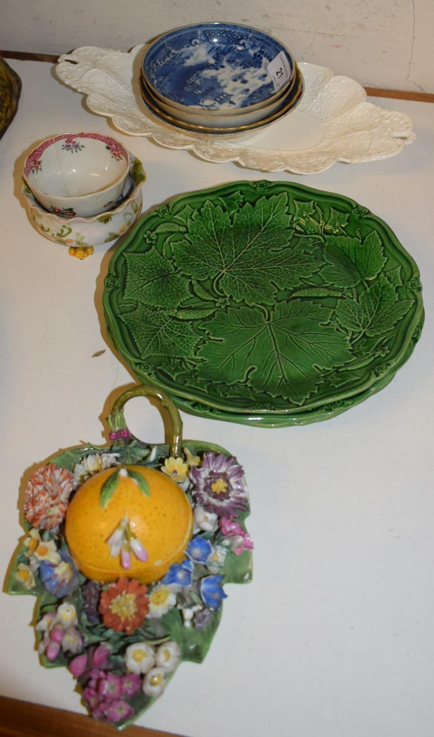 A 19th century Dresden floral encrusted box, and other 19th century and later ceramics (qty) - Image 2 of 2