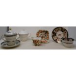 An 18th century tea bowl and saucer, and other tea wares (box) No chips cracks restoration to tea