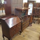 A 19th century mahogany side table, 92 cm wide, a mahogany chest of two short and two long