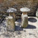 Four staddle stones, two lacking tops, 66 cm and 53 cm high (4)