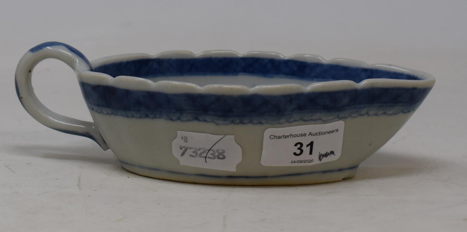 A Chinese blue and white sauce boat, 20 cm wide