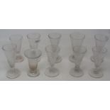 Nineteen 18th Century wine glasses, with conical bowls (19) Smallest glass chip to rim no other