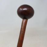 A Boer War knobkerrie, engraved along the shaft Trumpeter G. Hall 13th Hussars, South Africa