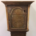A 19th century painted longcase clock, of small proportions, the 13 cm brass dial with Roman