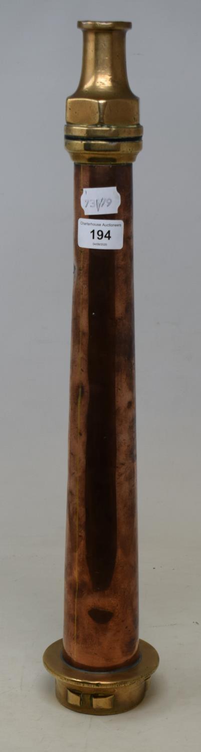 A 19th century brass and copper hosepipe nozzle, 54 cm