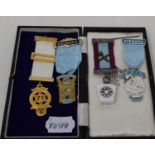 A silver gilt masonic medallion, and other masonic items (box)