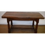 An oak refectory style table, on turned legs, 78 x 160 cm